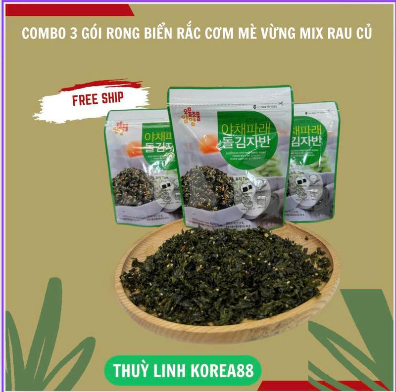 Thuylinhkorea_Combo 3 gói rong biển rắc cơm mix mè vừng rau củ quả mỗi gói trọng lượng 40gram