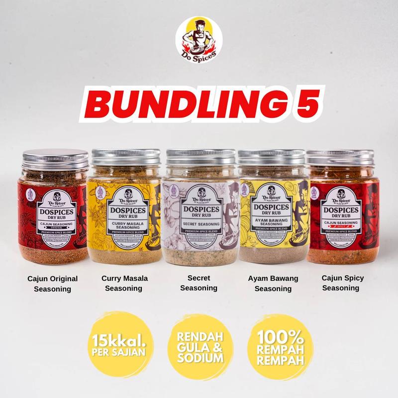 DOSPICES BUNDLING 5 BUMBU LEBIH MURAH & HEMAT - Healthy Dry Rub Bumbu Marinasi Rendah Kalori [Paket Bundling 5 varian] Rempah Natural Rendah gula Rendah lemak Alami 1