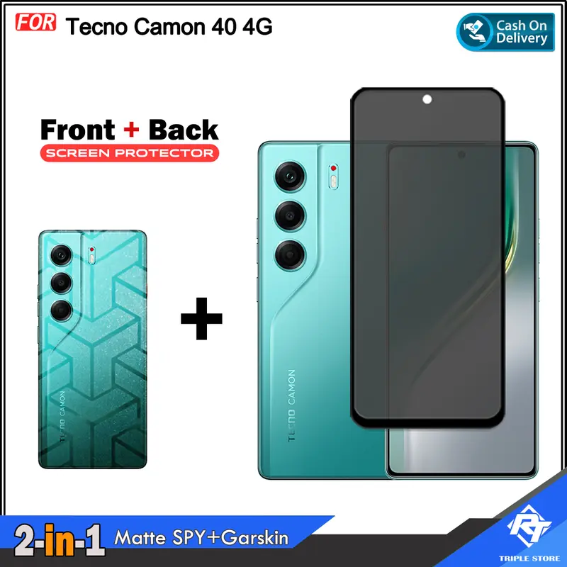 Paket 3in1 Tempered Glass untuk Tecno Camon 40 4G Spark Go 1 Bonus TG Camera Lens 3D Full Curved Dan Garskin Transformer 3