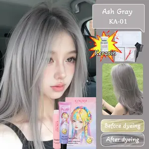 KOKIRA hair color Ash Gray-01 200ml+Hair care essential oil cat rambut pewarna rambut warna rambut tanpa bleaching