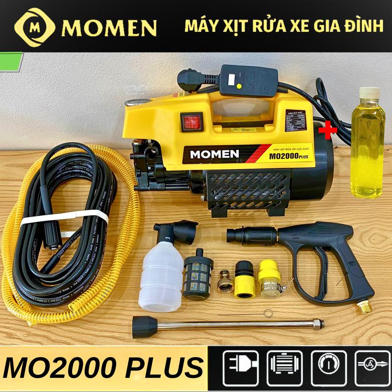 COMBO Máy Rửa Xe Gia Đình MOMEN MO2000plus + Chai Dung Dịch 500ML - Lõi Đồng - PC hạn chế rò rỉ điện
