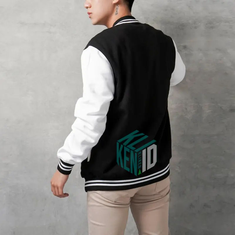 Jaket Baseball Varsity bomber Kancing ( BISA CUSTOM INISIAL WARNA SABLON BORDIR ) Pria Wanita Jumbo big Size S M L XL XXL XXXL XXXXL XXXXXL XXXXXXL HITAM PUTIH Korean Street Style 3