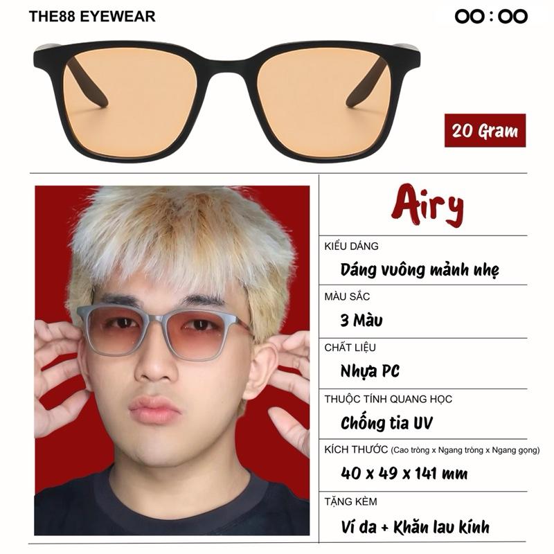 Kính râm gọng vuông AIRY mảnh siêu nhẹ THE88, chống UV bảo vệ mắt, thiết kế unisex thời trang, nam nữ đều mang đẹp, phong cách hiện đại nữ, phù hợp đi chơi, đi biển, lái xe, phối đồ cá tính KM36