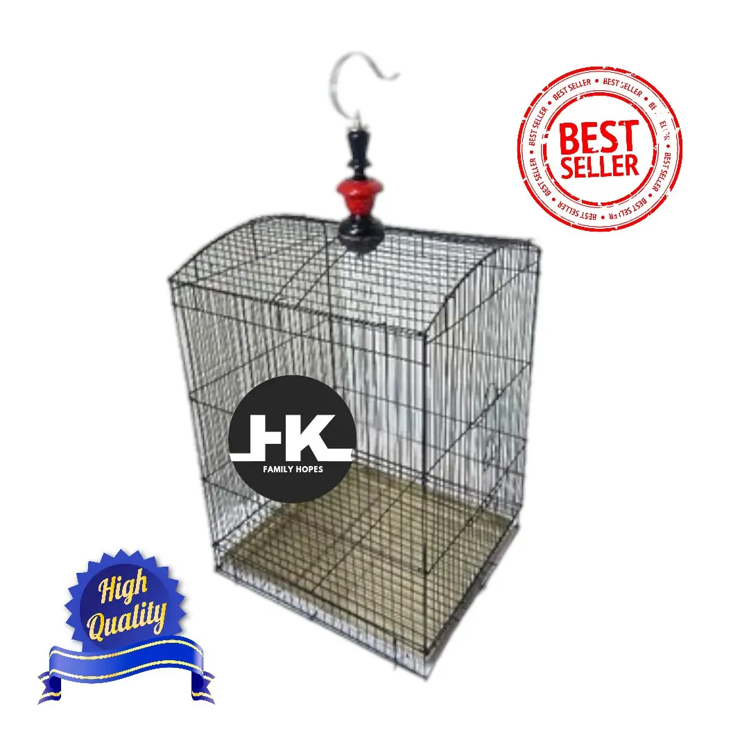 Kandang Burung Besi Lipat Gantung Ukuran 42x38x58 cm dengan Gratis Loyang dan Pion Gantungan