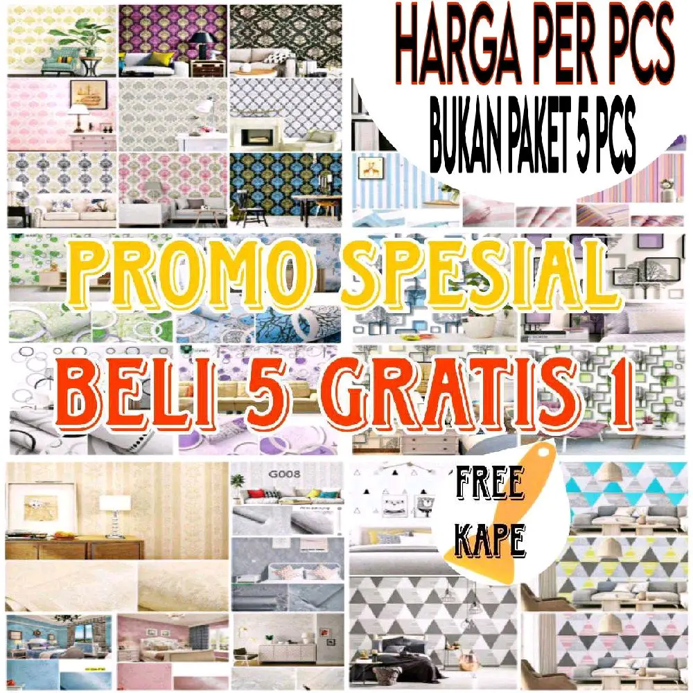Wallpaper Stiker Dinding Kertas PVC Tahan Air dan Kotoran - Ukuran 45cm x 4m - BELI 5 GRATIS 1 Pvc Gratis Kape kamar tidur unicorn