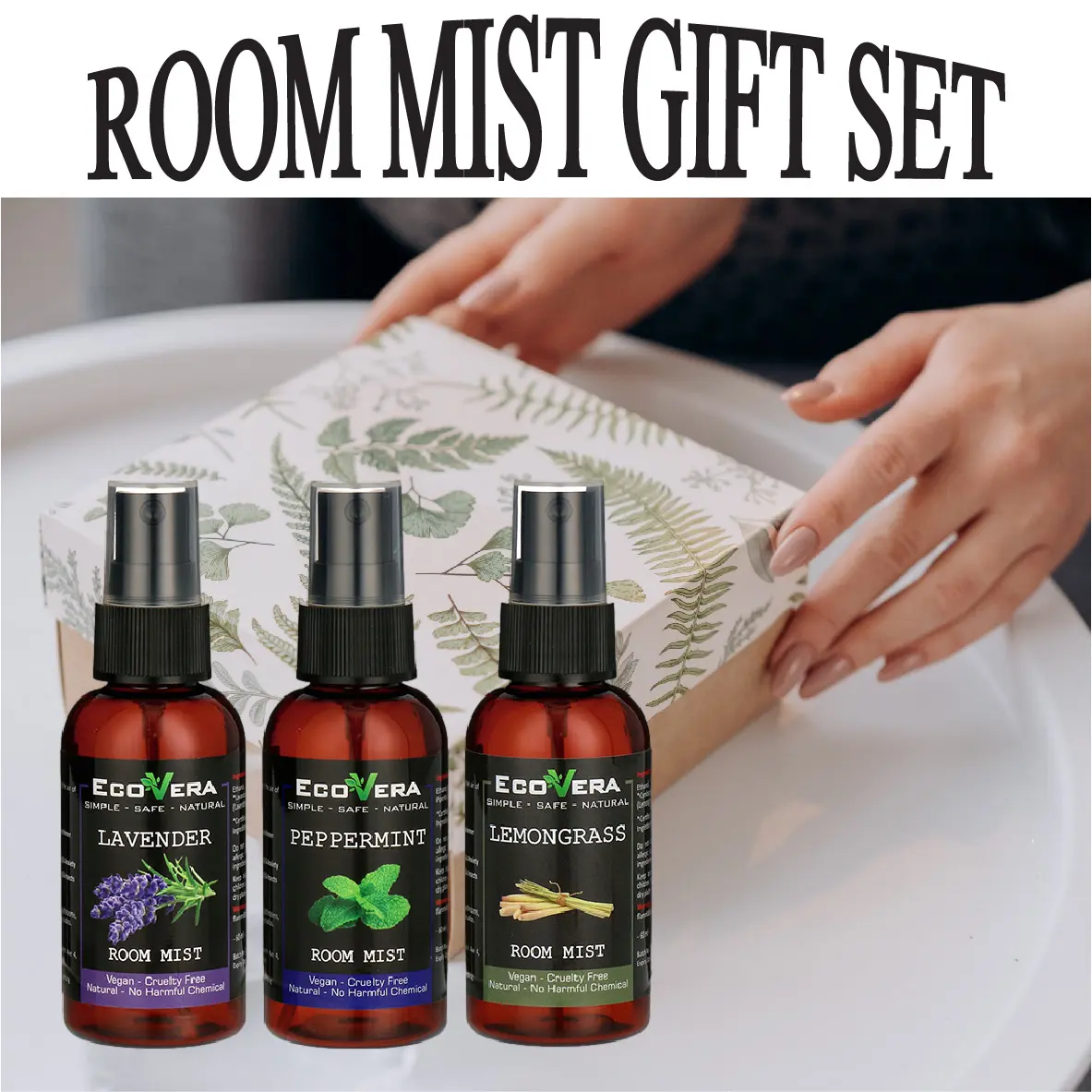 Ecovera Room Mist, Linen & Ambient Use, Lavender, Lemongrass, Peppermint, Gift.