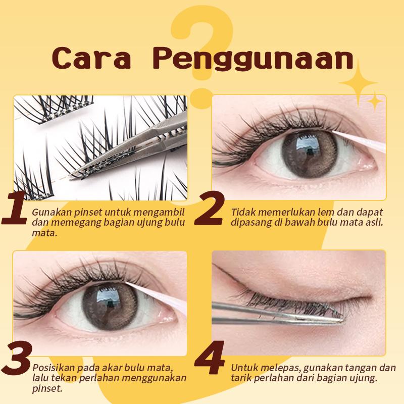HOHOISYOU 60PCS Bulu Mata Palsu Gaya Fox Eye Tanpa Lem 9-14MM - Membuat Makeup Mata Alami dan Menawan untuk Pemula & Profesional - Peel Extension Eyelash Glam Removal - Asli, Panjang Panjang