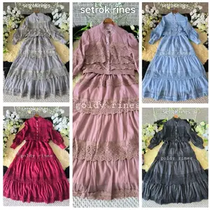 setrok rines bahan organza renda full puring