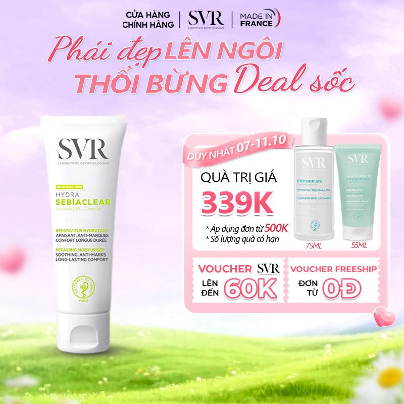Kem dưỡng ẩm dành cho da dầu mụn, dưỡng da mềm mịn và giúp làm mờ vết thâm sau mụn SVR SEBIACLEAR HYDRA 40ml