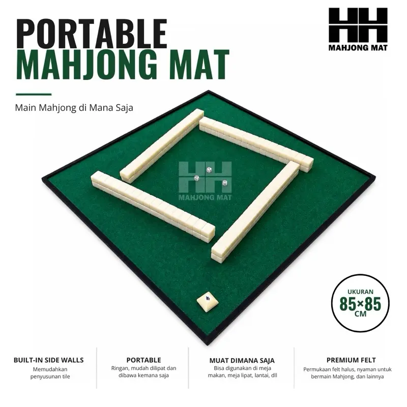 Portable Mahjong (Karpet)  Mat 85 x 85 cm - Main Mahjong di Meja, di Lantai atau Dimana Saja!