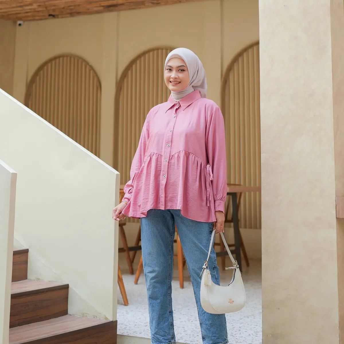 Kemeja Blouse Wanita Adhrista Premium - Baju Lengan Balon