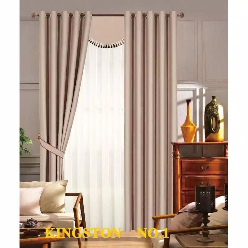 gorden minimalis embos polos Jendela Pintu Tali Curtain 2