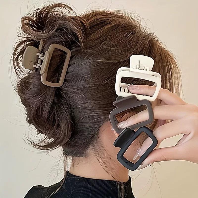 Set 2 Kẹp tóc vuông màu thạch đá nhựa arylic màu kẹo dễ thương
