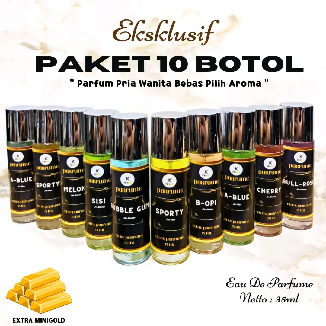 [10 BOTOL + GOLD] PARFUM PRIA WANITA FRESH ELEGANT