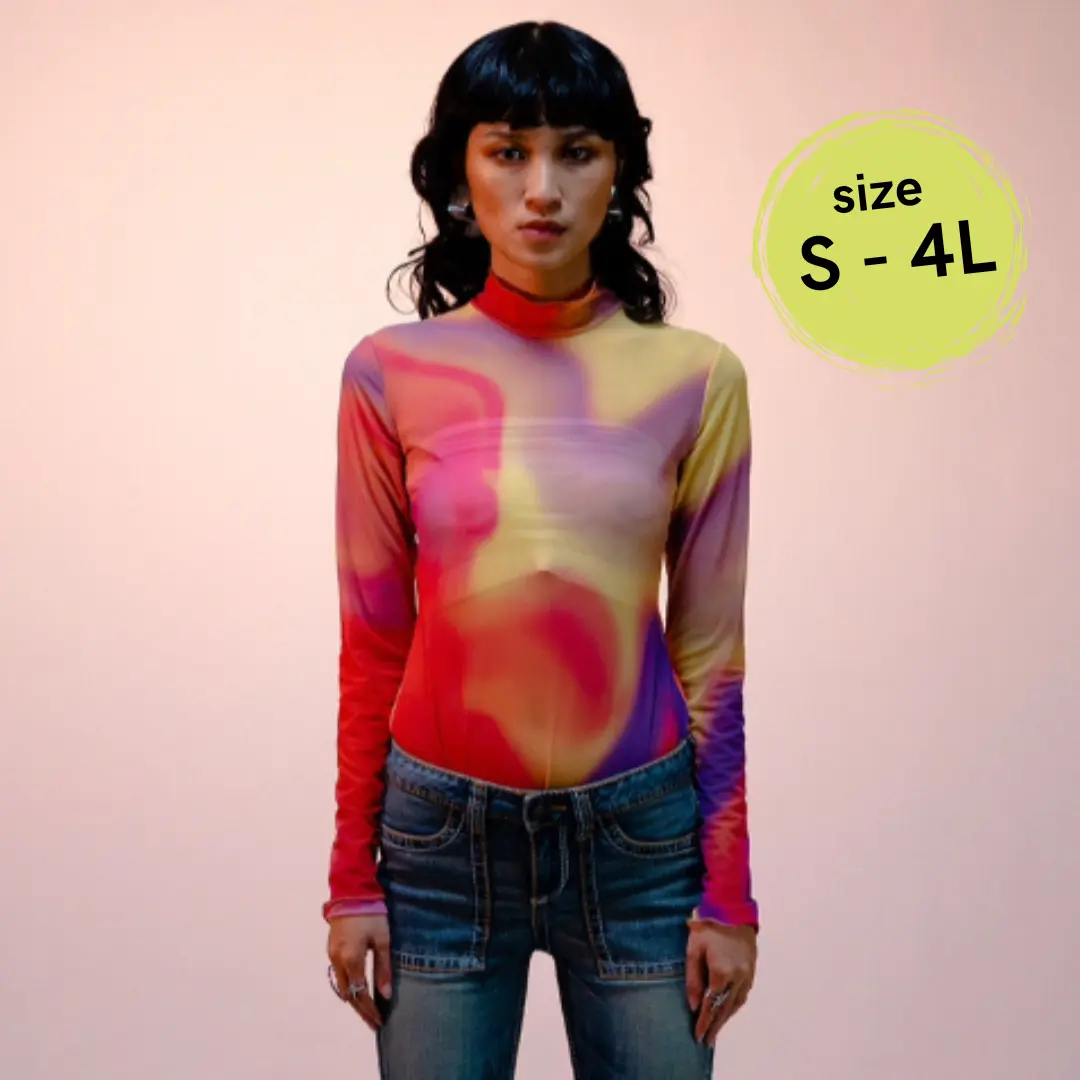 House of KYNY - After Sunrise Mesh Top | Atasan Wanita Print Shirt Motif