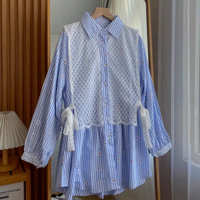 LONNA STRIP BLOUSE KATUN MOTIF SALUR BUNGA 0