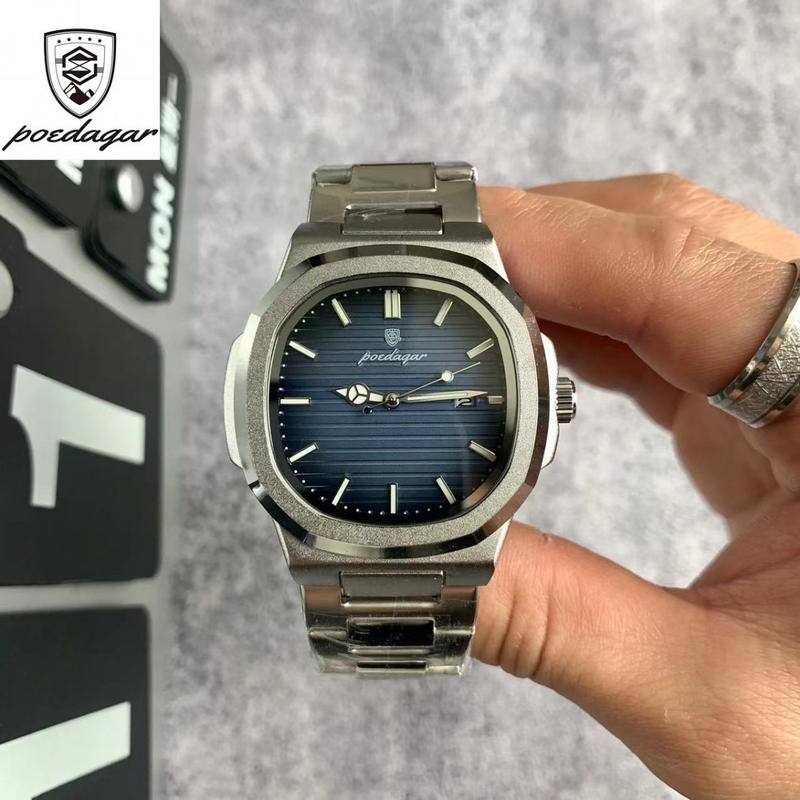 Đồng hồ nam, thiết kế Nautilus vuông cổ điển, phong cách công sở và thường ngày, đèn nền ban đêm, chống nước, hiển thị lịch, đồng hồ quà tặng cho nam giới