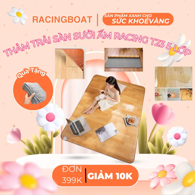 FREESHIP-Thảm trải sàn sưởi ấm 5 lớp sở hữu công nghệ sưởi ấm đối lưu 180 độ làm ấm cả mặt đệm và không khí xung quanh