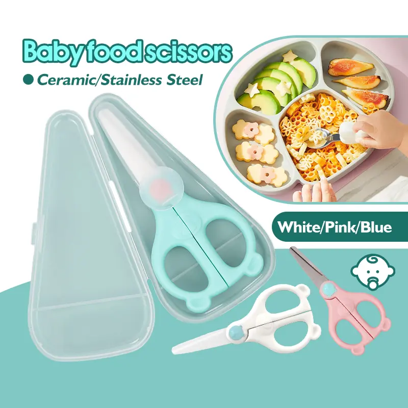 【SG Ready Stock】Ceramic Food Scissors / Stainless Steel Food Scissors with Case and Cover / SS with Safety Lock (3 Colours)