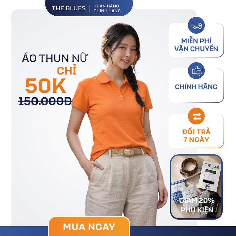Áo Thun Polo Nữ Tay Ngắn THE BLUES – Phong Cách Thanh Lịch, Mặc Đi Làm & Đi Chơi