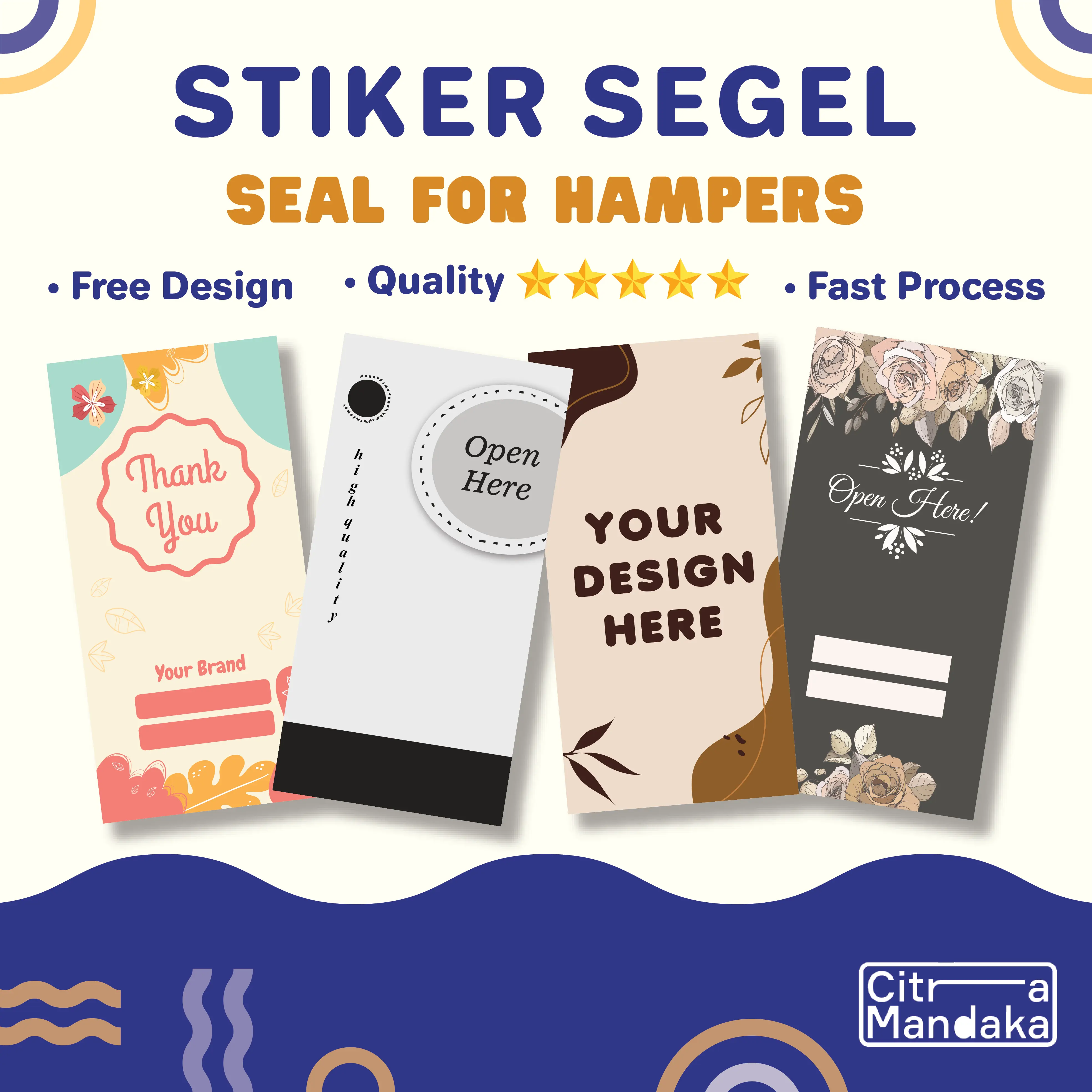 Stiker Segel Box Packaging Hampers Toples Kontainer Makanan Custom Label Sticker Product