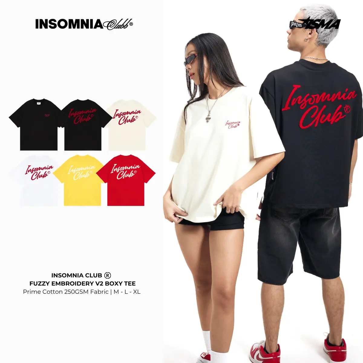 [Thêu Xù] Áo Thun Boxy 280GSM Thêu Xù Ver 2 INSOMNIA Unisex Nam Nữ Cotton Local Brand - TS029