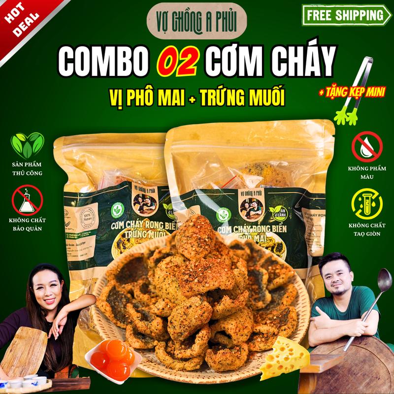   Tặng Kẹp Gắp Mini Combo 2 Cơm Cháy Rong Biển Vạn Người Mê 220gr Vị Phô Mai&Trứng Muối An Vị Tốt Chất Lượng Cao DacsanViet Vợ Chồng A Phủi Moinha Ăn Vặt Healthy Đồ Ăn Vặt Ngon Black Friday 