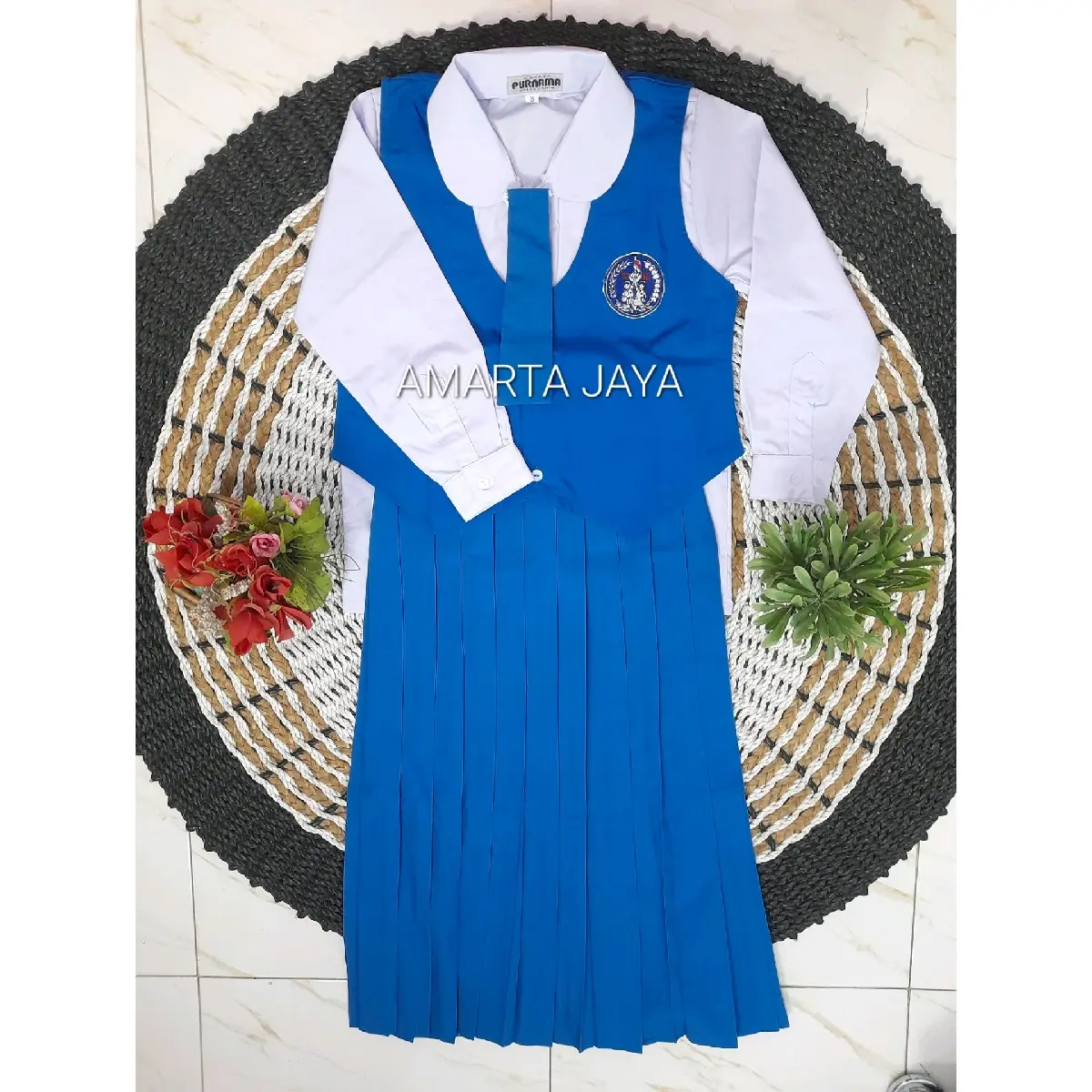 SETELAN BAJU PAUD DAN TK PGRI CEWEK PANJANG SERAGAM SEKOLAH PGRI WARNA BIRU PUTIH BAJU BAHAN KATUN DELTA DAN ROK ROMPI BAHAN GRAND MASTER MURAH BERKUALITAS