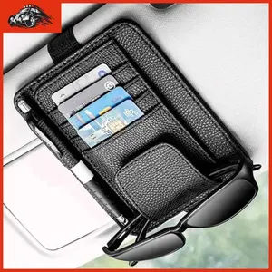[gaode]Tempat Kartu Mobil Universal Organizer Sunvisor Tempat Kartu E-toll Pen Kacamata Mobil Model Kulit Aksesoris Car