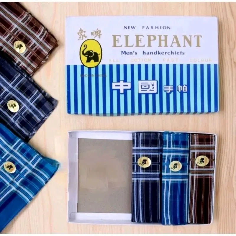 12PCS SAPUTANGAN GAJAH BAHAN COTTON //COCOK UNTUK COWOK,CEWEK 3