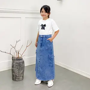 Rok Jeans Anak Model Cargo Warna Snow Stylish & Nyaman Cocok untuk Tampil Modis Sehari-hari atau Acara Khusus