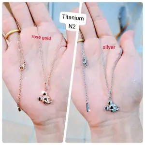 Kalung Titanium Permata Crystal Zircon Anti Karat dan Anti Luntur - Miracle Jewellery