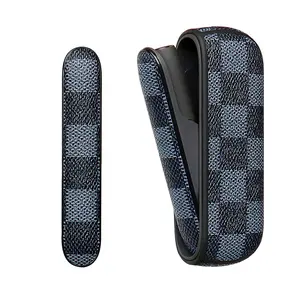 Plaid Grain PU Leather Case + Door Cover For IQOS ILUMA Full