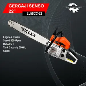 Mesin Gergaji Kayu ELLKA 22 Inch Chainsaw Gasoline Potong Kayu Pohon Senso Chain Saw - Kuat