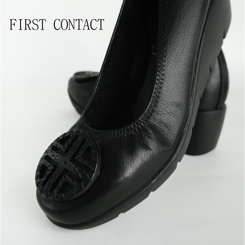 First Contact Sepatu Wedges Wanita Formal Aether Crest Black Heels Shoes Hitam 3