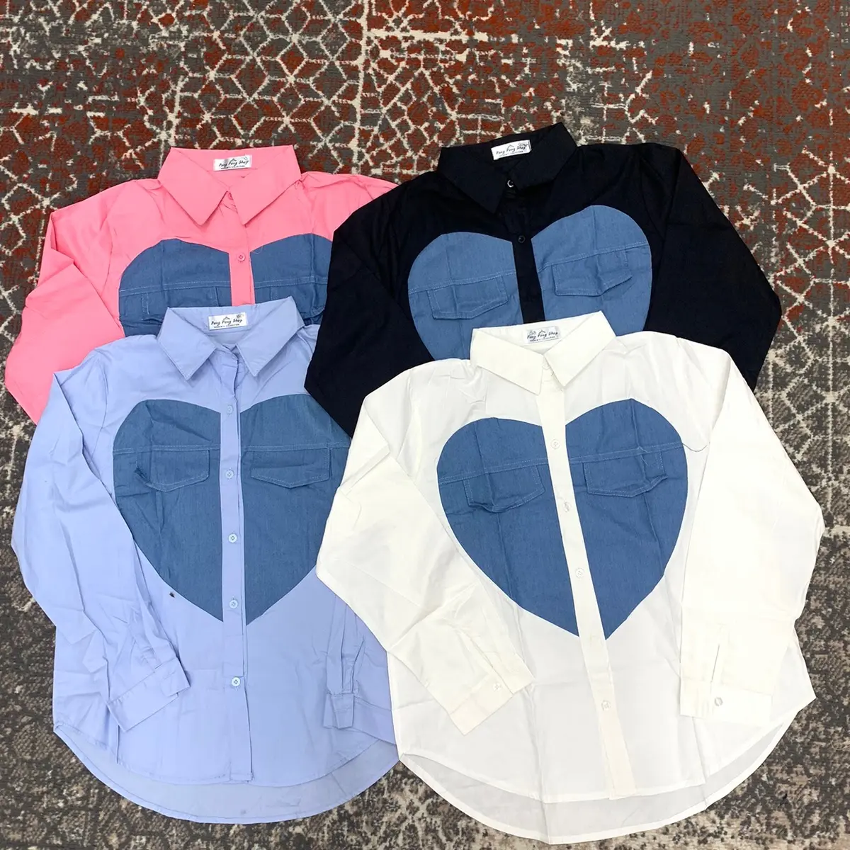 Kemeja import bangkok motif love mixjeans
