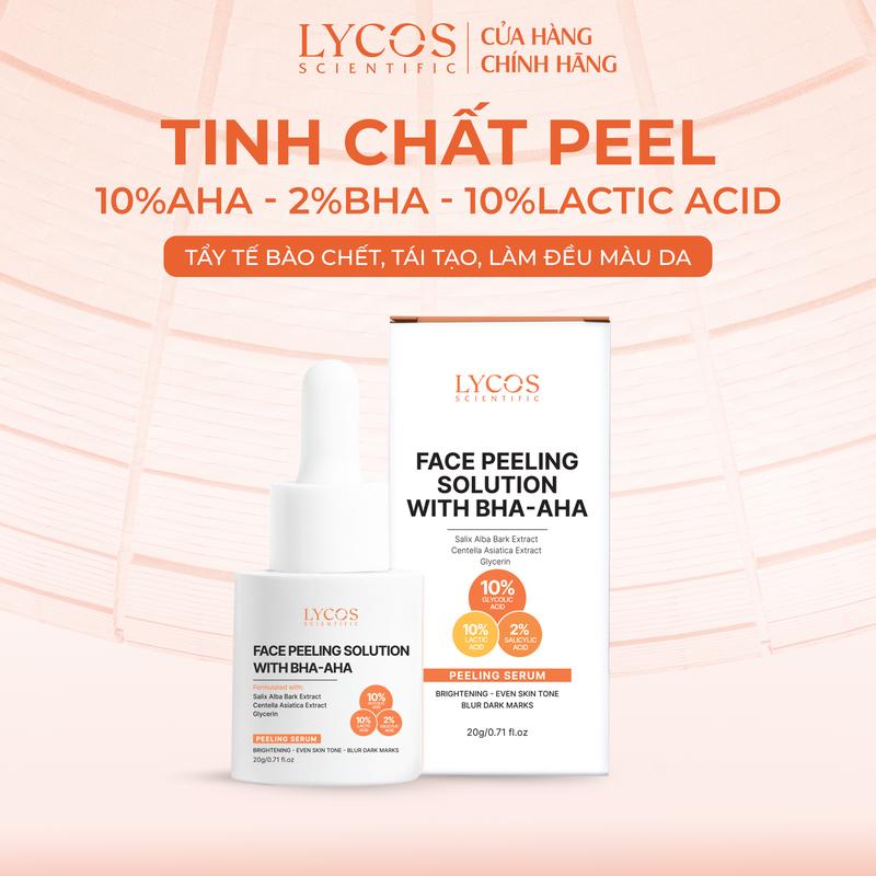 Tinh Chất Peel LYCOS 10% AHA - 10 Lactic acid - 2% BHA Tẩy Tế Bào Chết Thông Thoáng Lỗ Chân Lông & Hỗ Trợ Làm Đều Màu Da 20ml