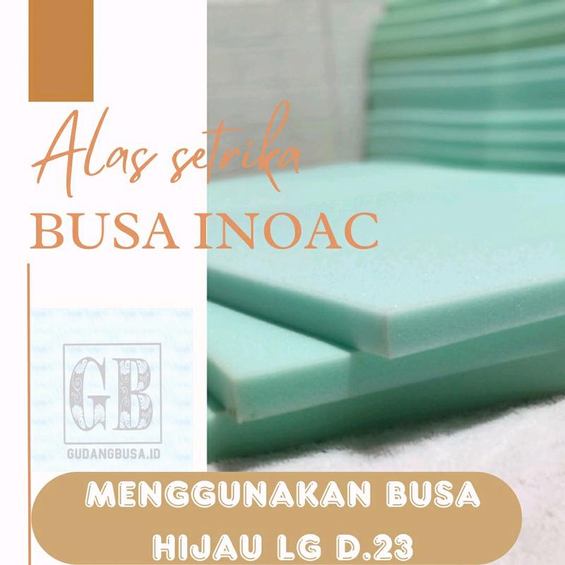Alas Setrika Busa Inoac Jumbo Tebal 5 cm - Ukuran 120x60x5 cm - Hijau, Portable, Anti Panas dan Anti Kempes 1