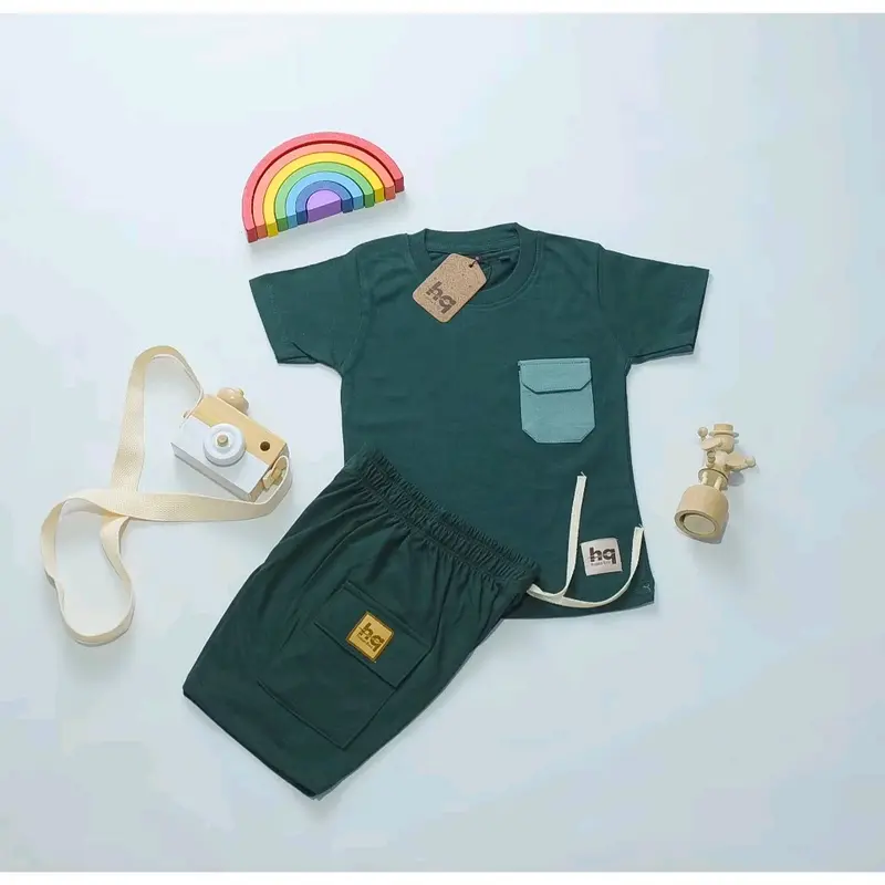Setelan Kaos Anak Poket Satu Laki Laki Perempuan Bahan Adem Katun 30s Fashion 4