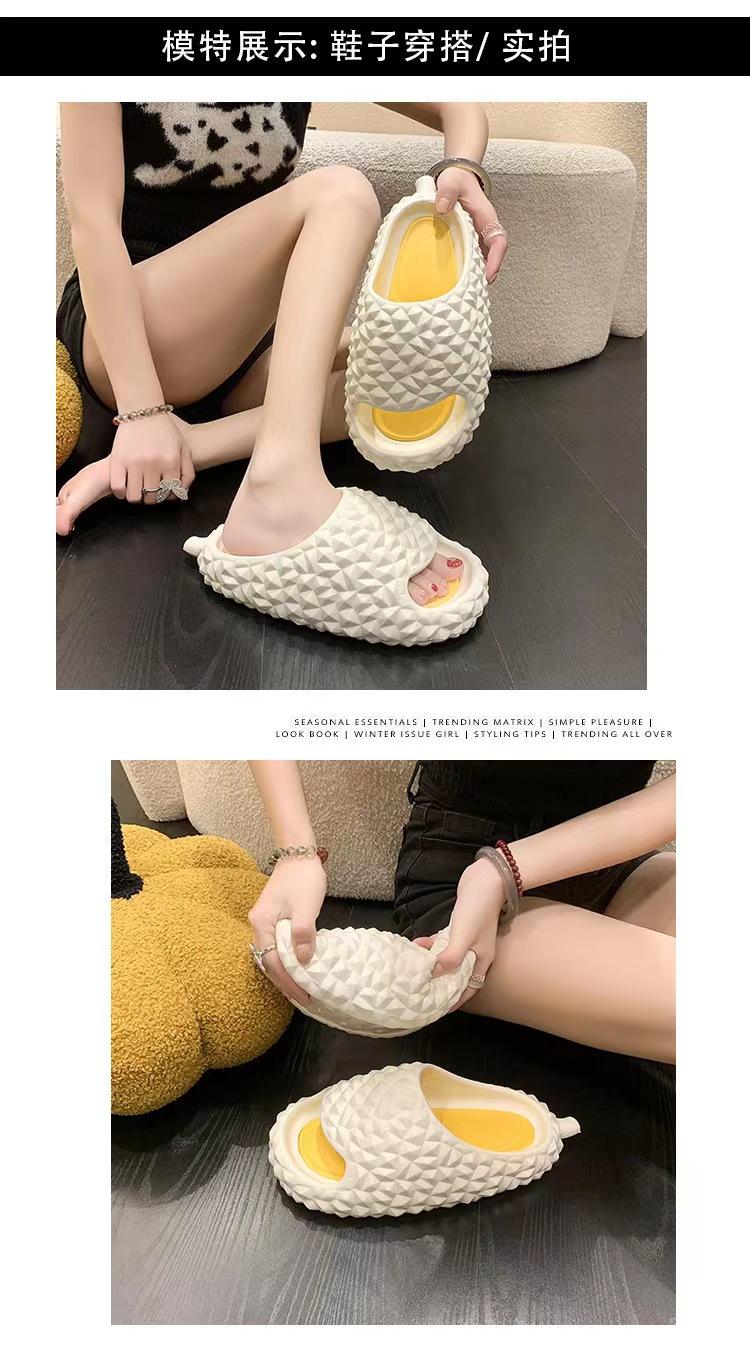 Product Introduction of Dép lười mùa hè Dép sầu riêng không trơn trượt trong nhà cho nam và nữ Giày đi biển tắm trong nhà Bán buôn Slipper DéP Có Quai Dép Lê Đế Bằng Quai Ngang 3