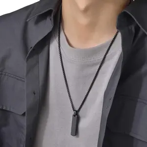 KALUNG TITANIUM PRIA DAN WANITA LIONTIN BALOK GEPENG Elegan Rantai Rantai kalung kalung  titanium