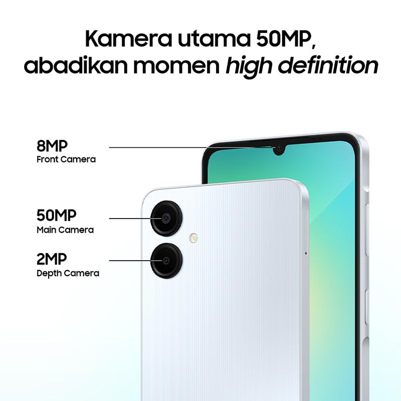 Samsung Galaxy A06 6/128GB - | Baterai 6.000 mAh | 25W Fast Charging 6