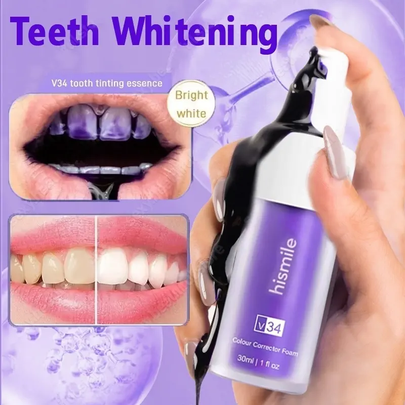 Hismile V34 Teeth Whitening Toothpaste v34 colour corrector serum v34 toothpaste v34 whiten pemutih gigi odol pemutih gigi dan karang gigi Teeth Whitening Nafas Segar Whitening and Straightening Teeth 30ml hismile Pasta gigi pemutih Pembersih