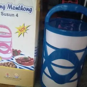 Rantang Monthong Susun 4 / Rantang 4 Susun / Rantang Monthong 4 Susun Hijau Pink Kitchenware rantang karakter 2 susun