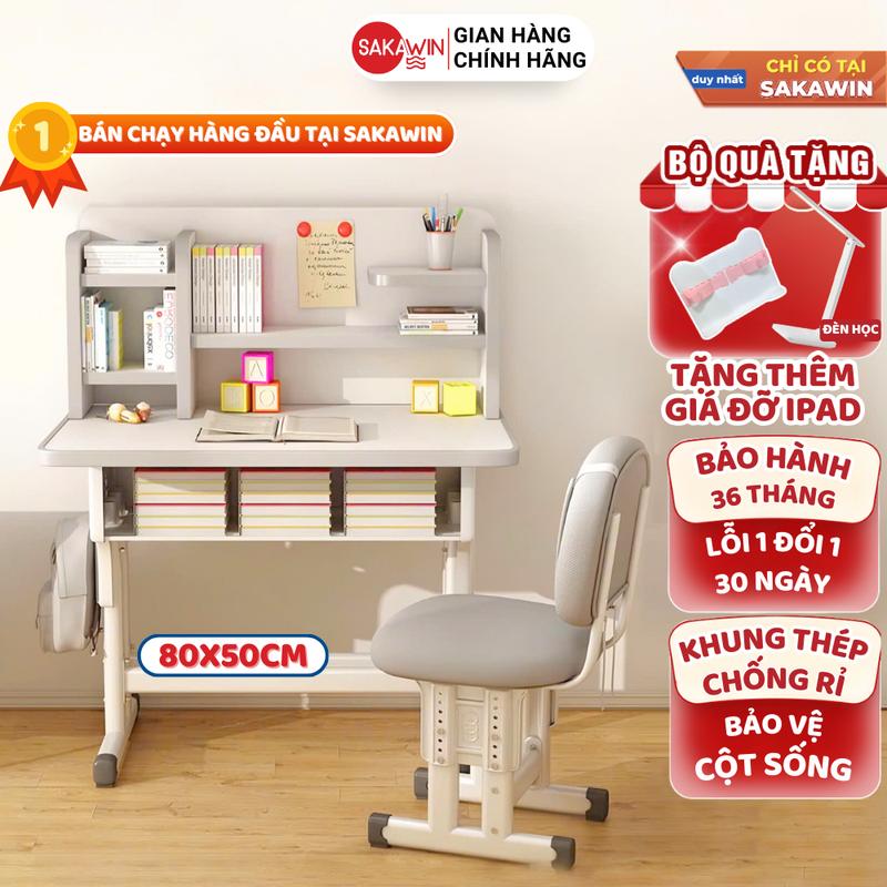 Bộ bàn học chống gù chống cận Sakawin K30 cho bé Bàn ghế học sinh cho bé từ 3-12 tuổi Nâng hạ linh hoạt