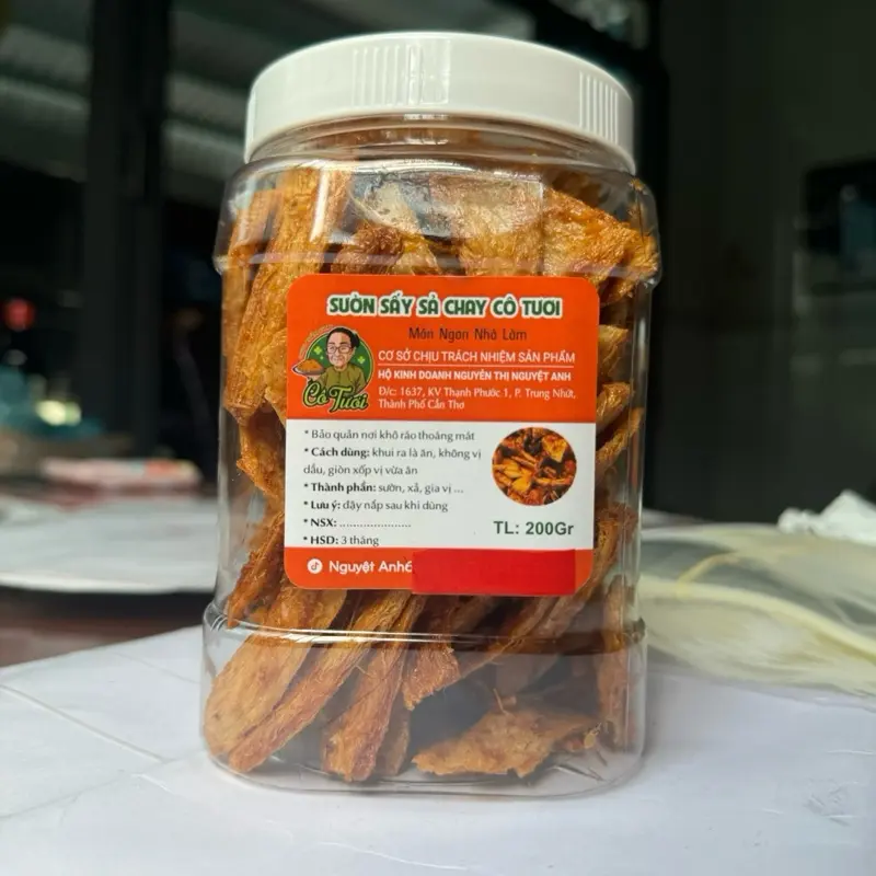 [ Nguyệt Anh ] Sườn Sấy Sả Chay 1 Hộp 200 Gram Vị Vừa Ngọt Nhẹ Food
