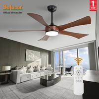 Gambar Sofucor【Garansi 5 tahun】Kipas Langit-langit 52 inci Warna Hitam Doff，Gaya Asia Tenggara modern dan mewah，Bilah kipas dengan motif serat kayu gelap，Lampu LED tiga warna，Motor DC enam kecepatan，Mesin ini beroperasi dengan tenang.Vila, ruang makan - 52'' Kayu Terang dari sofucor fan Kab. Tangerang 1 Tokopedia