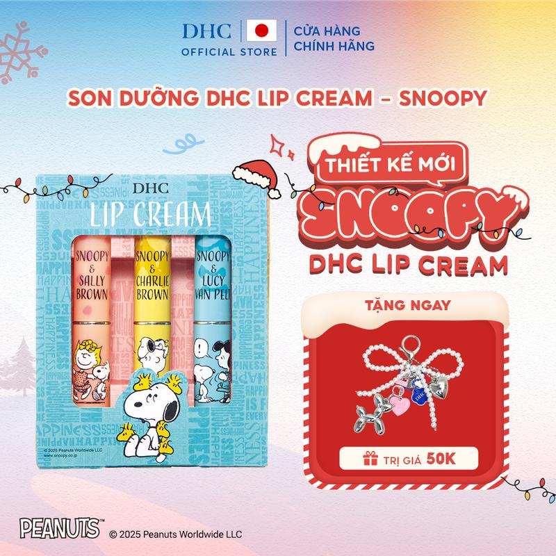 Set Son Dưỡng Môi DHC Lip Cream thiết kế Snoopy - Hỗ trợ dưỡng ẩm làm mềm môi dành cho Nữ và Nam