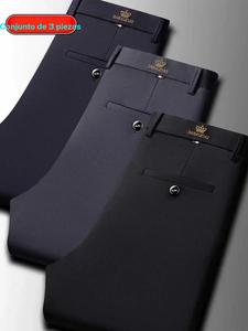 Pantalones formales para hombre de pierna recta y sueltos con elástico, cómodos y antiarrugas para ocasiones formales y casuales