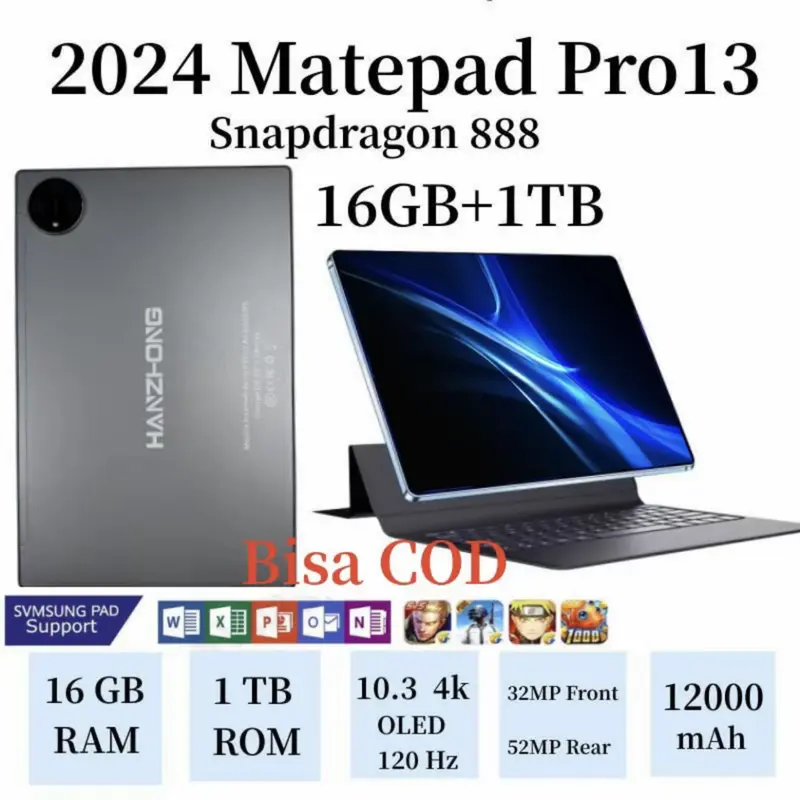 【66】 Han.Z l Color FullView Display|Ultra-tipi MatePad H13 Pro 10.3"Tablet [16GB+1TB]|Pengalaman Pro Layaknya PC120Hz OLED Rea Wifi Bluetooth Layar 0